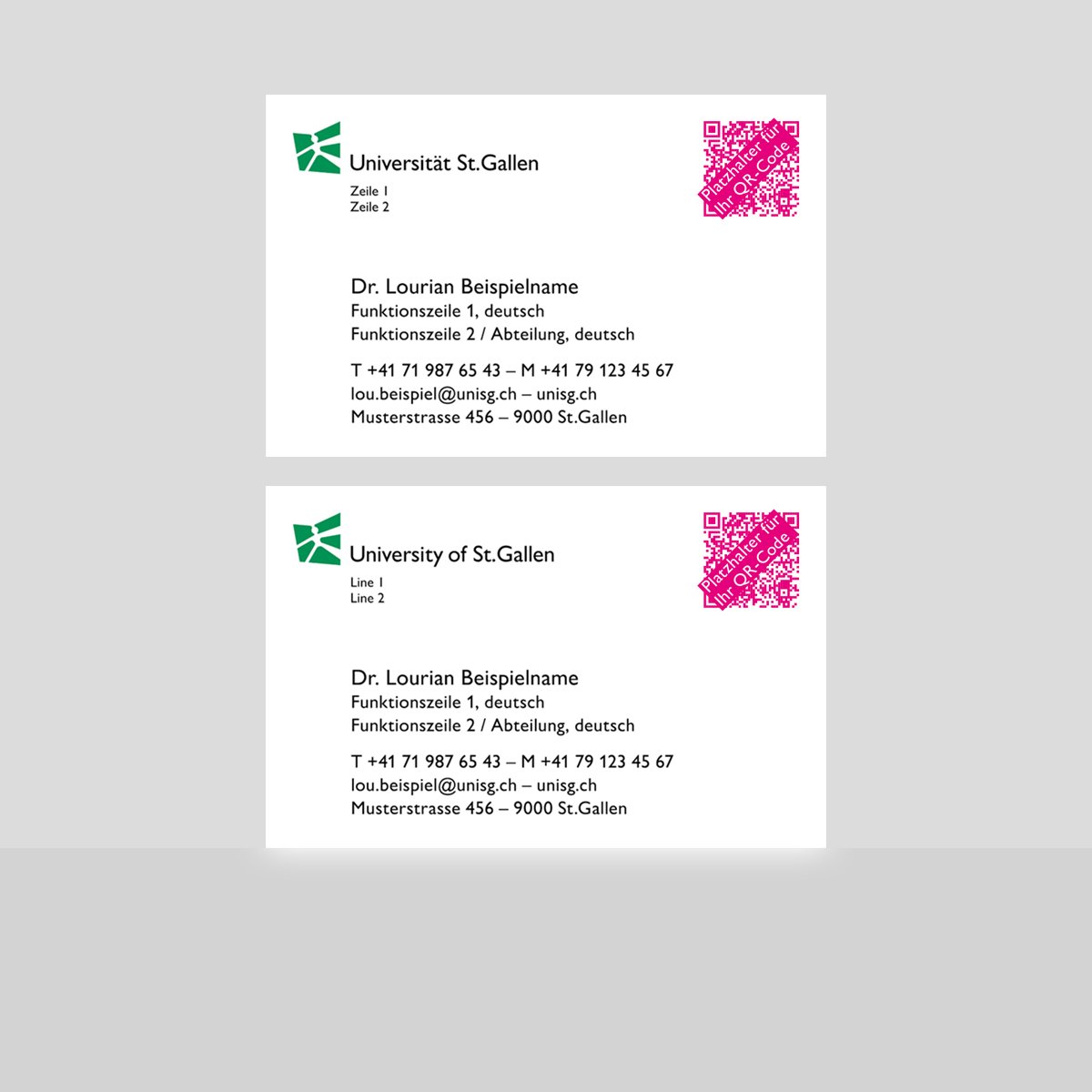 UniSG Visitenkarten 2-seitig mit V-Card